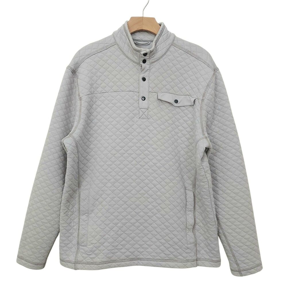 Johnnie-O Quilted Pullover Mens Medium Gray Snap Casual Layering Surf